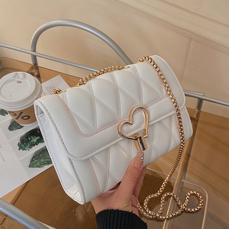 Túi Đeo Chéo Màu Đen Họa Tiết Hình Thoi Thời Trang Cho Nữ