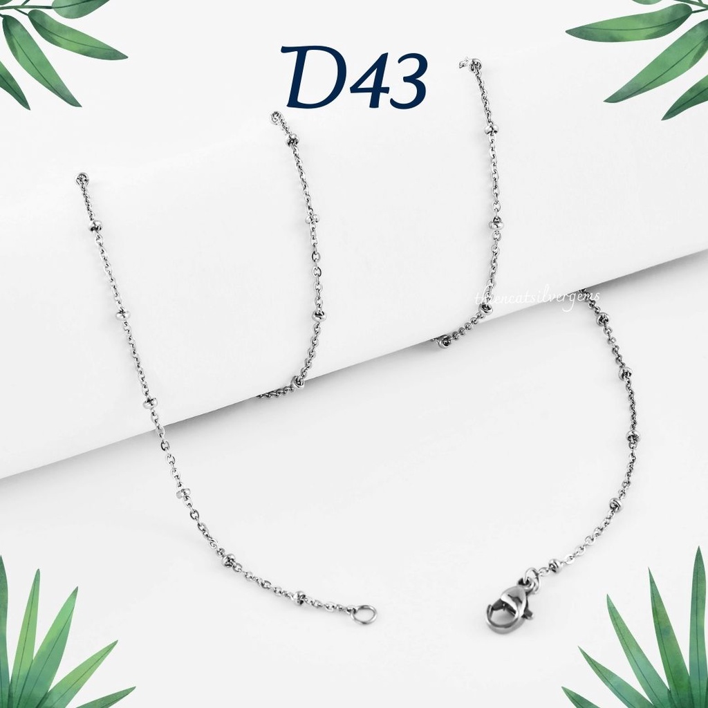 D43 Dây chuyền mắt xích bi mỏng 45cm Bạc thật Thiên Cát s950