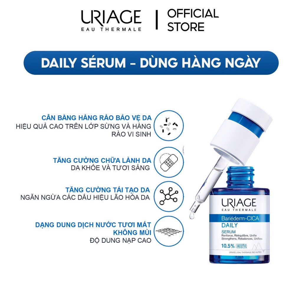 Serum làm dịu, làm lành và phục hồi da tổn thương hằng ngày URIAGE BARIÉDERM-CICA DAILY SERUM 30ml