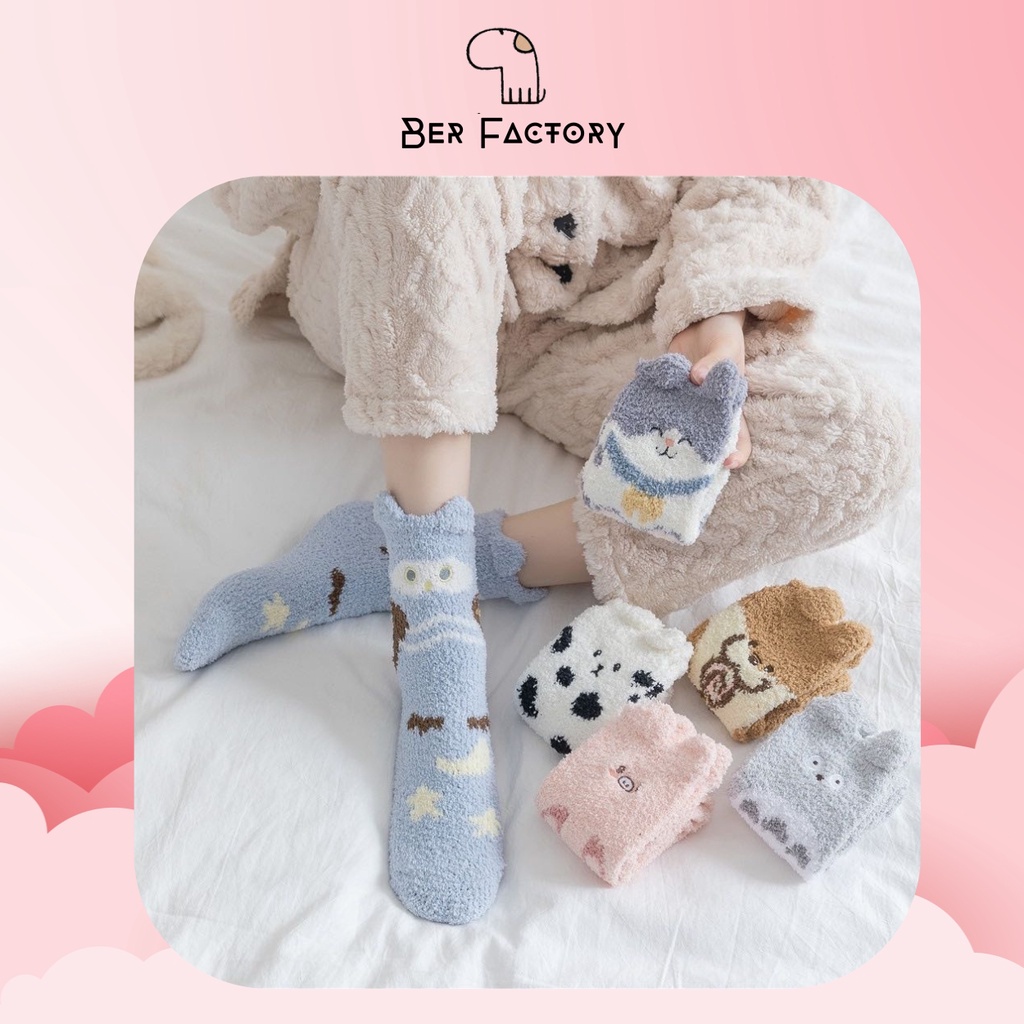 Tất Nữ Cổ Cao Len Nhung Lông Cừu Cao Cấp Tất Cổ Cao Nữ Hình Thú Có Tai Ngộ Nghĩnh Giữ Ấm Chân Xinh Mùa Đông