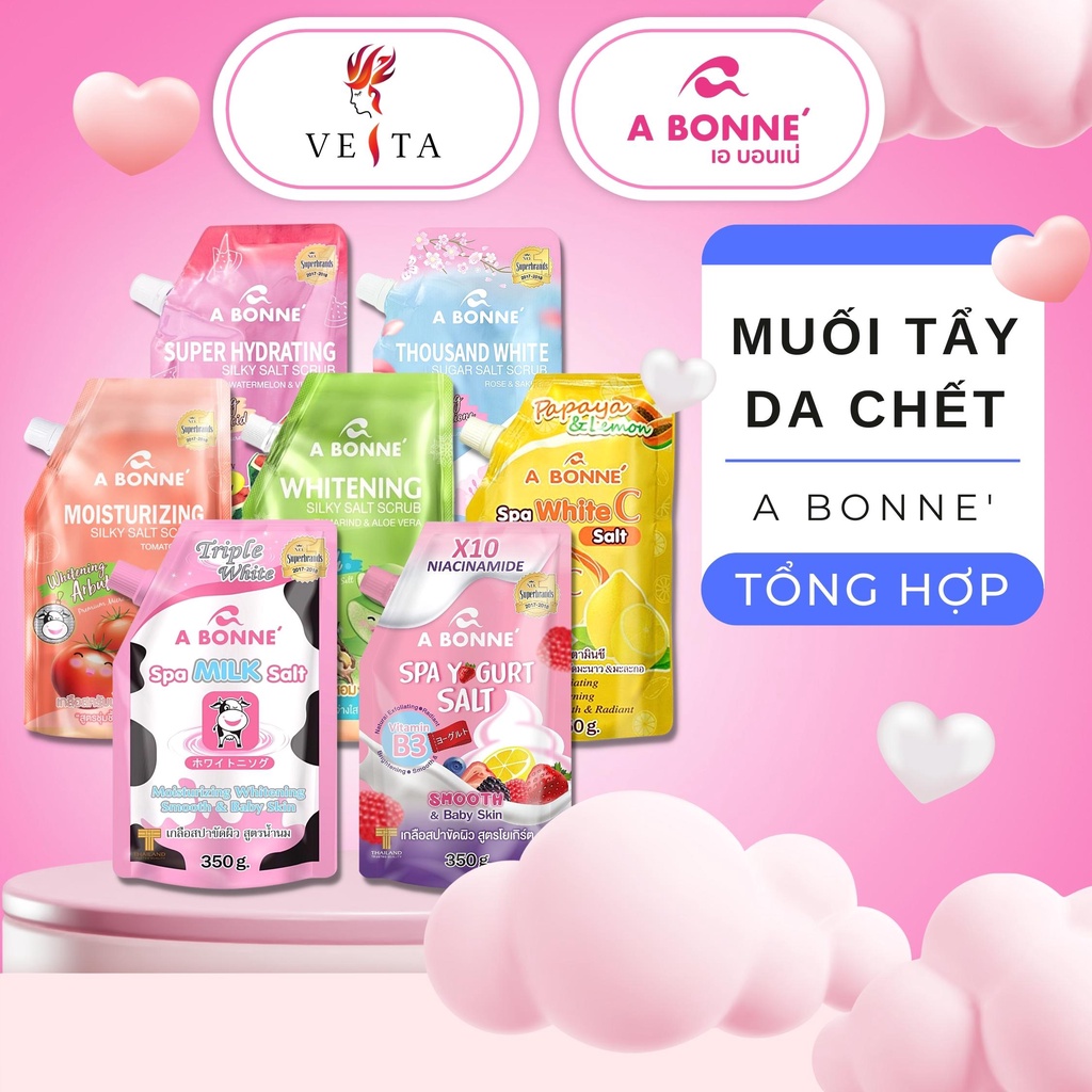 Muối Tắm Sữa Bò Vitamin C Yogurt A Bonne Tẩy Tế Bào Da Chết Body Spa Milk Salt Thái Lan 350gr