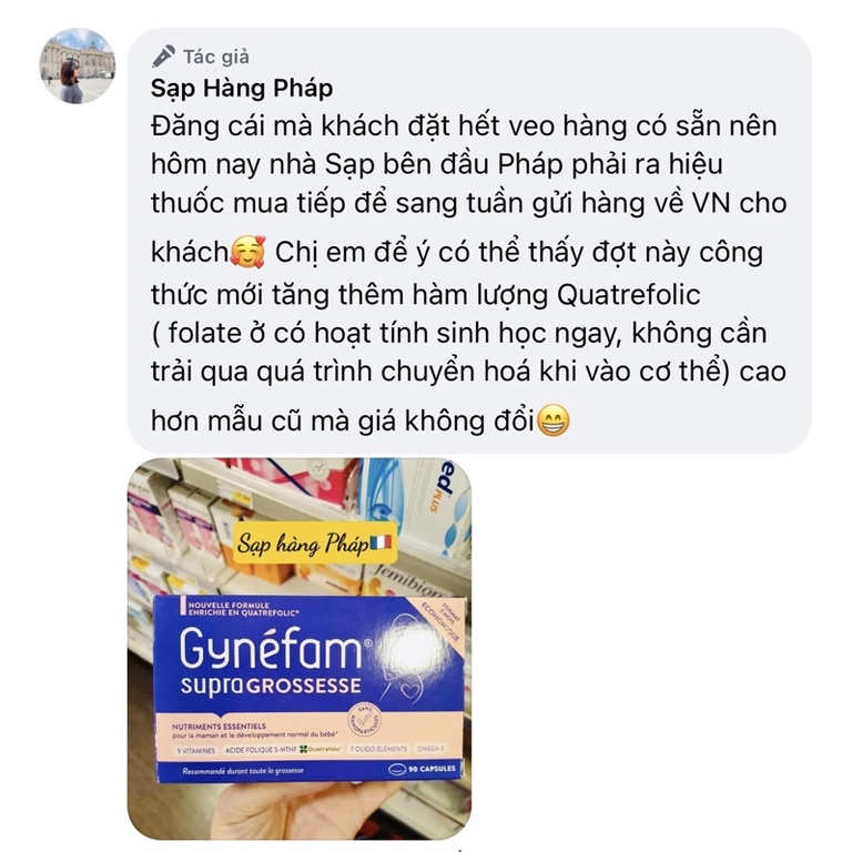 Viên bầu vitamin tổng hợp được bác sĩ bên Pháp kê cho bà bầu Gynéfam