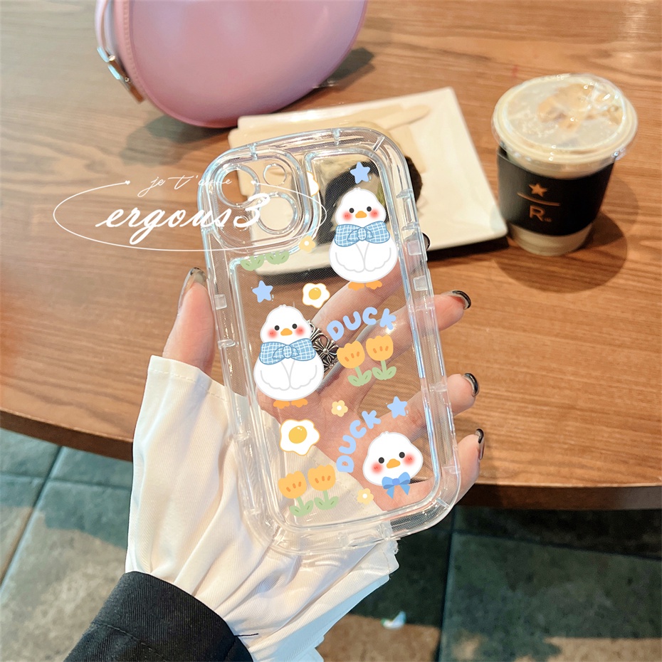 Ốp Điện Thoại TPU Mềm Đệm Khí In Hình Vịt Hoạt Hình Cho iPhone 14 13 12 11 Pro Max SE2020 X XR Xs Max 7 8 Plus