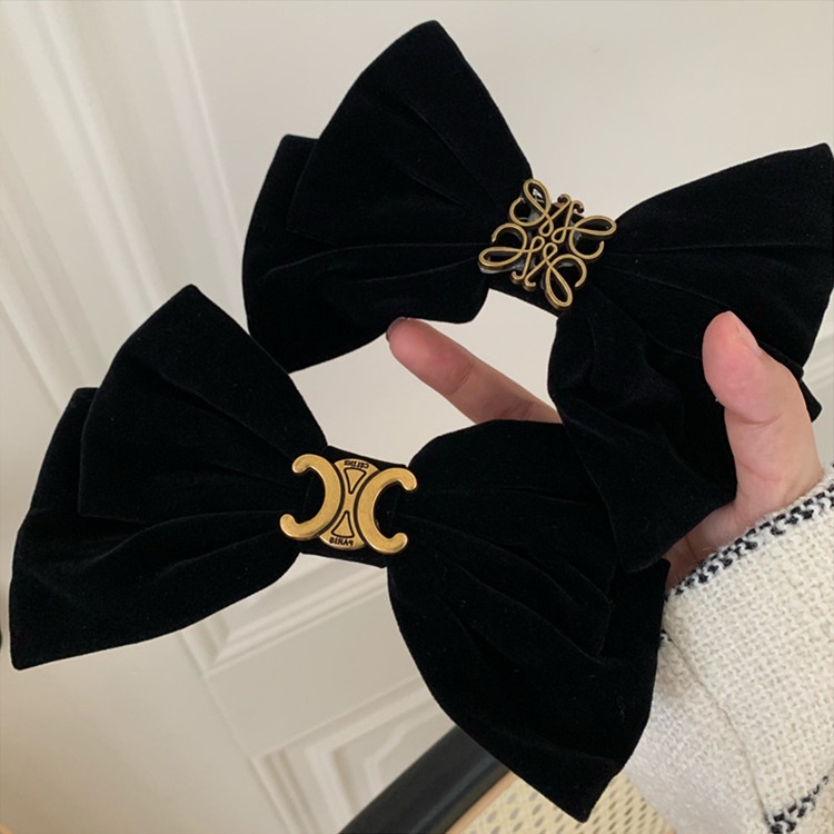Kẹp Tóc Nơ Màu Đen Bằng Nhung Thời Trang Cho Nữ