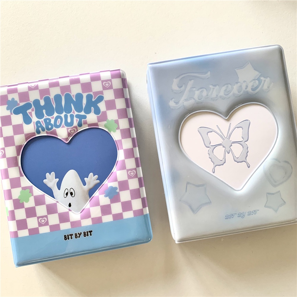 Album Ảnh Polaroid 3-inch 80 Ngăn Bằng pvc Màu Xanh Nhạt Phong Cách Hàn Quốc