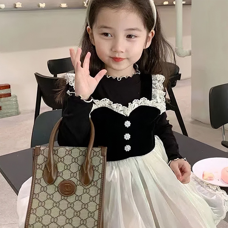 Đầm DàI Tay Ren Hoa KiểU DáNg HàN QuốC Cho Bé GáI (0 -