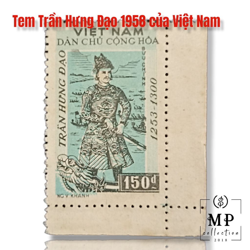 Tem Việt Nam 150d ông Trần Hưng Đạo phát hành năm 1958