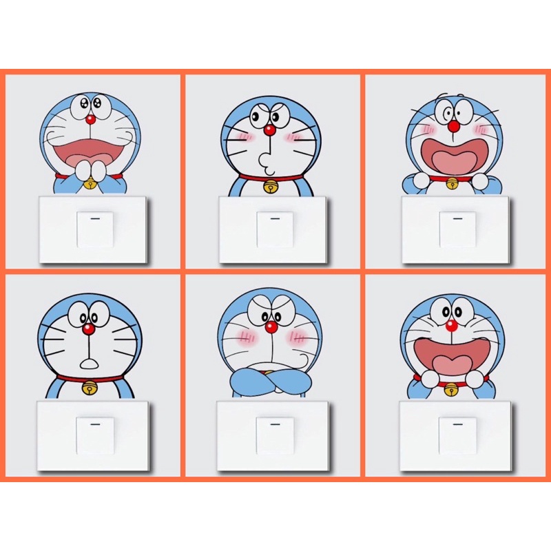 Decal dán tường trang trí ổ điện hình doremon (Combo 2 hình ngẫu nhiên)