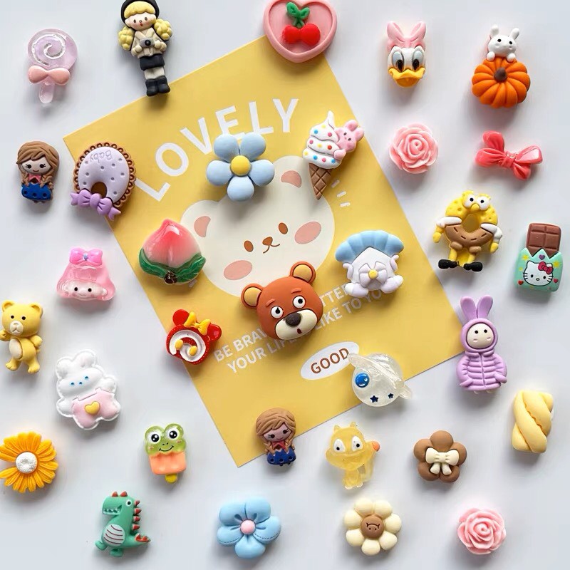 Charm Sticker 3D Trang Trí Dễ Thương Trang Trí Ốp Điện Thoại, Bình Nước, Dán Jibbitz, Kẹp Tóc, DIY