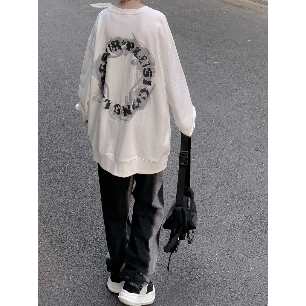 FOCUS Áo nỉ dài tay retro thời trang nữ trắng áo khoác bigsize ulzzang unisex 100%cotton | BigBuy360 - bigbuy360.vn