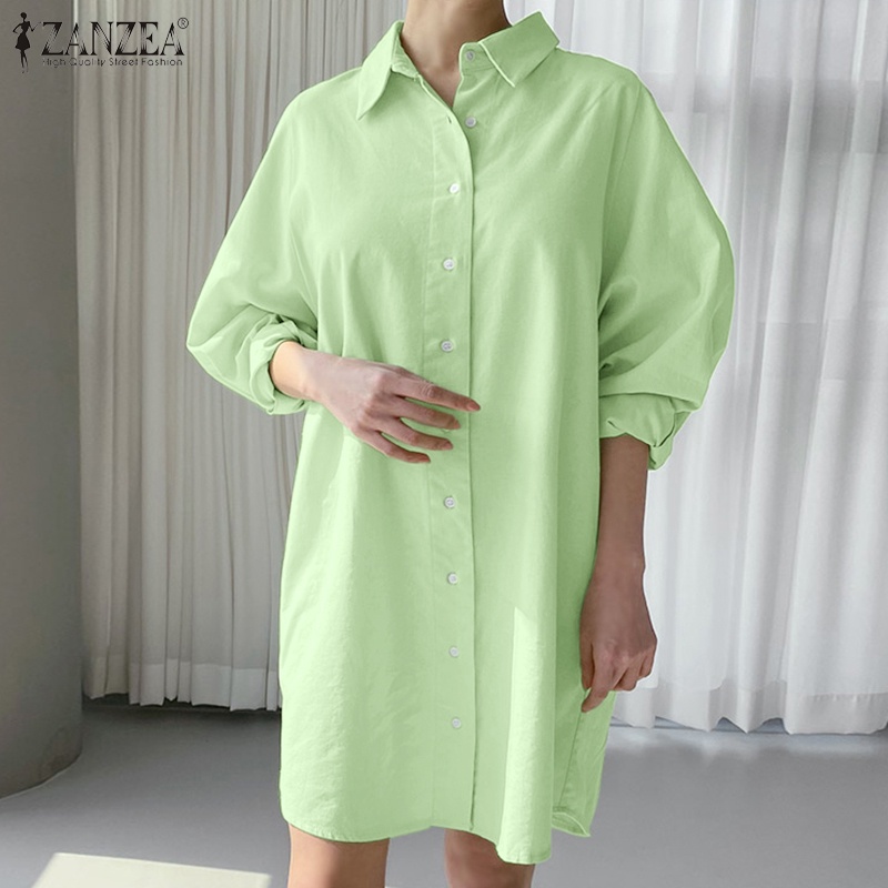 Zanzea Áo Sơ Mi Tay Dài Phồng Cổ Bẻ Thời Trang Dành Cho Nữ