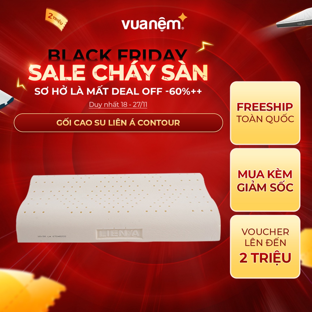 Gối ngủ cao su thiên nhiên Liên Á Contour gợn sóng cao cấp giúp nâng đỡ đầu vai gáy