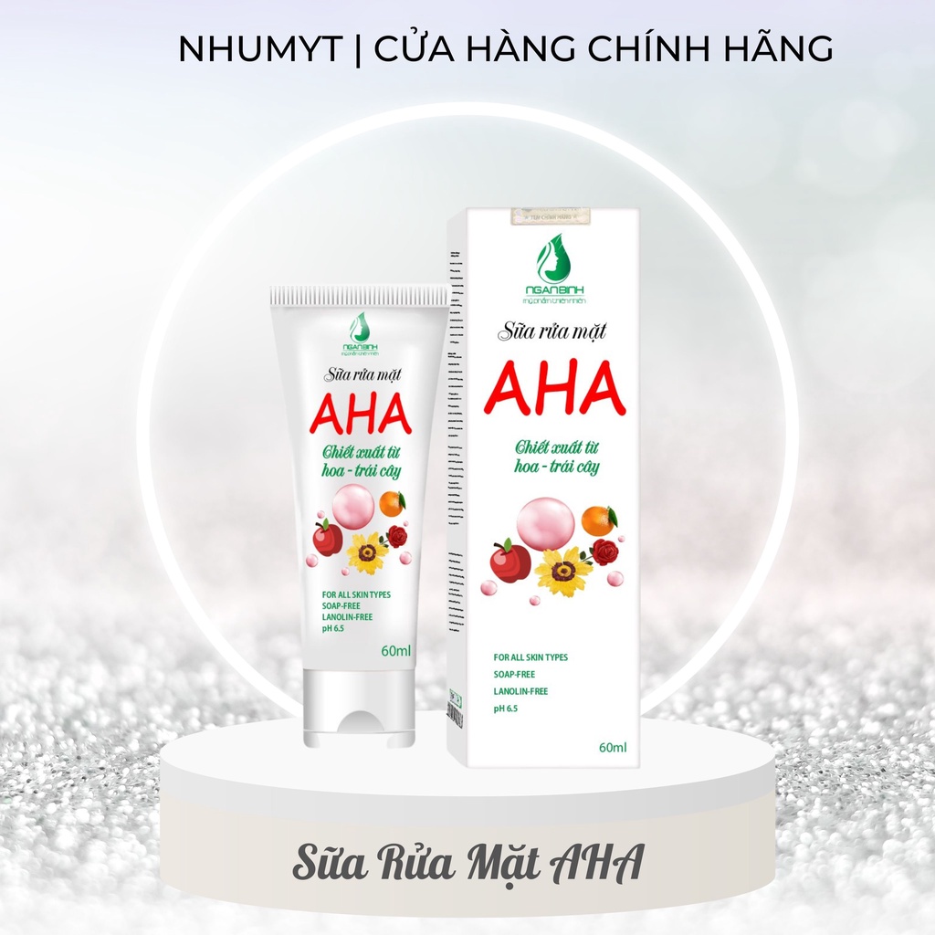 (10GR mẫu mới) Sữa Rửa Mặt AHA chiết xuất từ hoa và trái cây chính hãng Ngân Bình