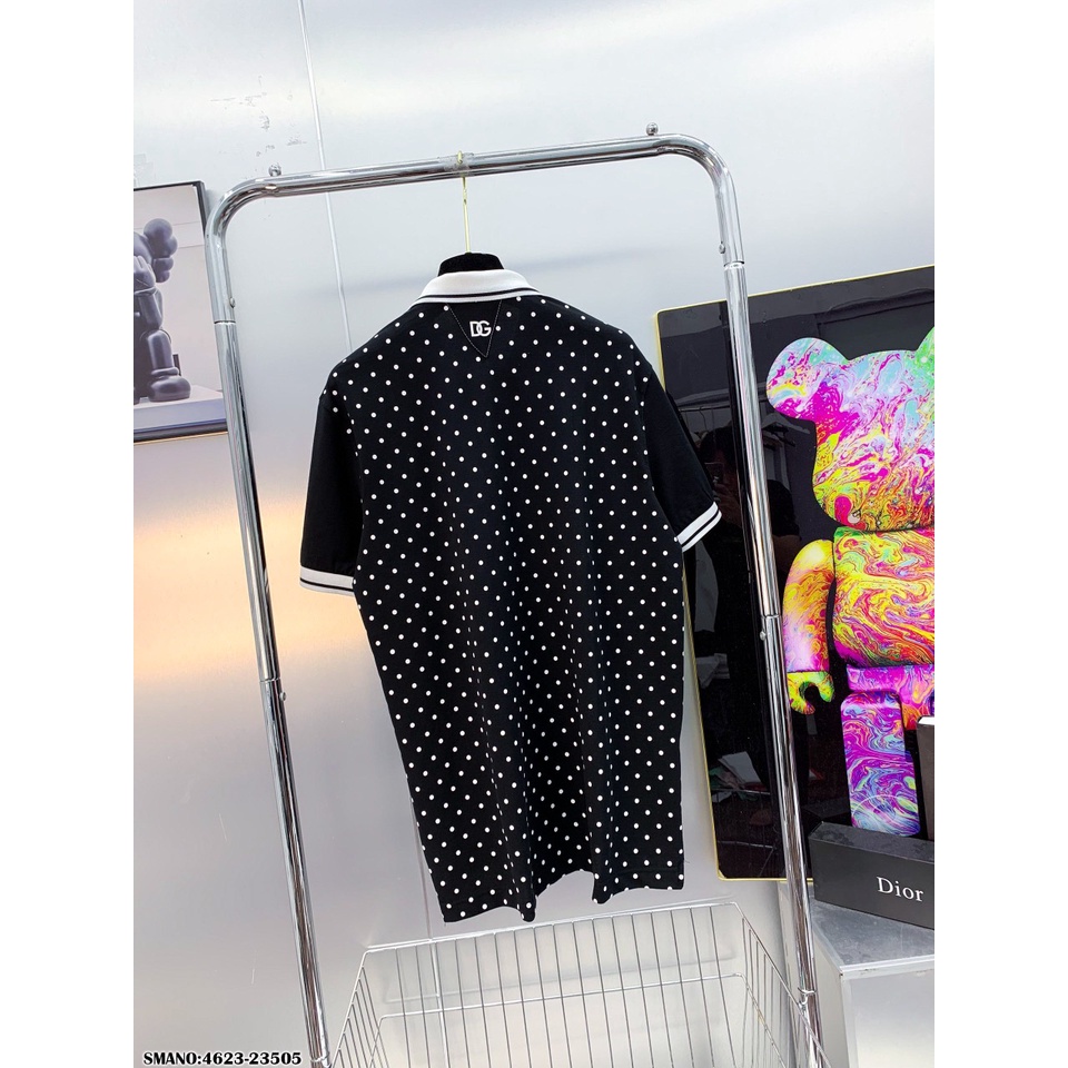 Áo Polo Nam DG Logo Trắng Chất Cotton Lạnh - Áo Phông Cổ Bẻ Nam DG Viền Dọc Siêu Hot