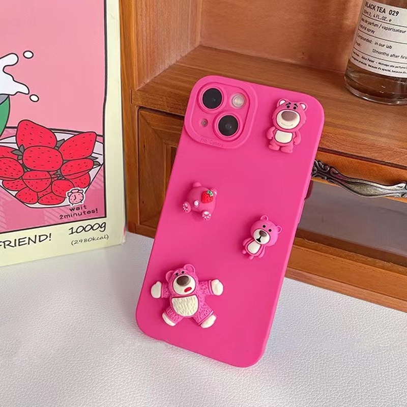 Ốp Điện Thoại Tpu In Hình Gấu Dâu Tây Mary Cho IPhone 11 12 13 14 Pro Max Mini 6 6S 7 8 Plus SE 2020 X XR XS Max