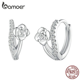 Bamoer bông tai hoa bạc 925 đính đá zircon