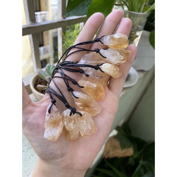 Dây chuyền đá TA vàng tự nhiên lên dây sáp có nút thắt tự điều chỉnh - NATURAL CITRINE