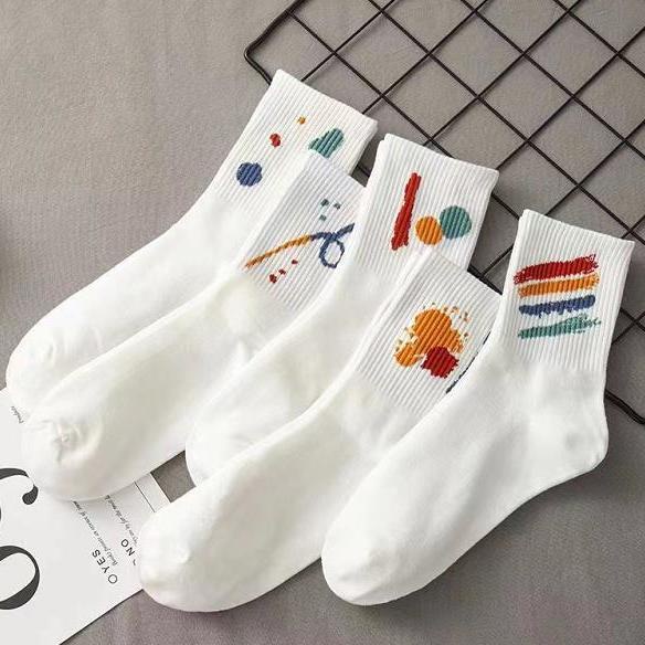 Tất Cổ Cao In Họa Tiết Dễ Thương Phong Cách Hàn Quốc Thời Trang Thu Đông Cho Nữ