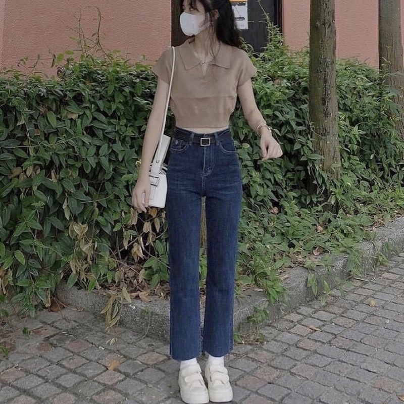 Quần Jeans Ống Đứng Xanh Đậm