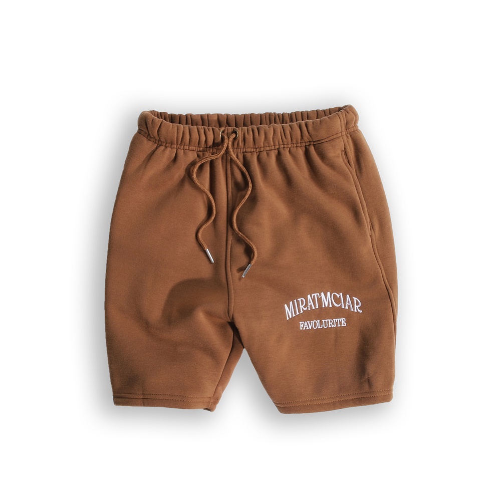 Quần Short Thun Unisex Rút Dây Thời Trang Dáng Rộng Hai Màu Nâu Và Xám