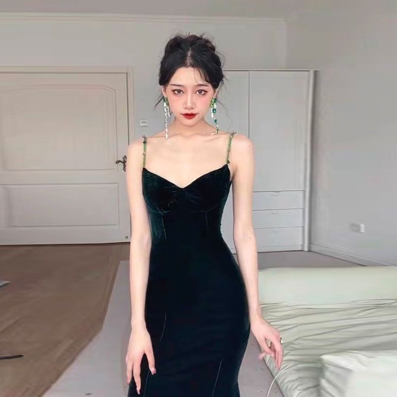 Rich Daughter Đầm Hai Dây Dáng Ôm Eo Hẹp Cao Thanh Lịch Nổi Tiếng Cao Cấp Cho Học Sinh / Mẹ Và Con Gái