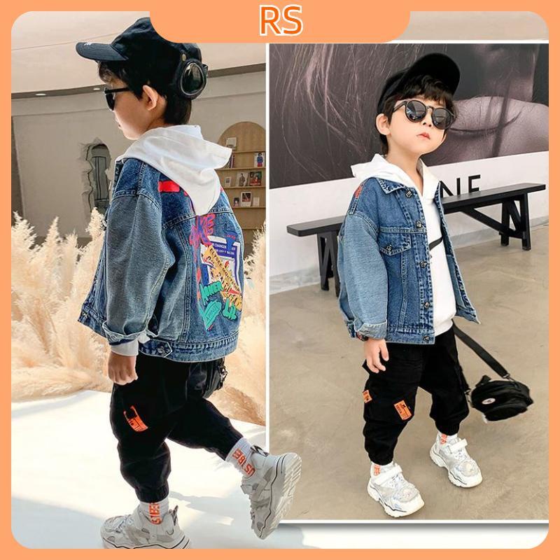Áo Khoác Denim Có Mũ Trùm Phong Cách Hàn Quốc Giản Dị Đa Năng Dành Cho Trẻ Em