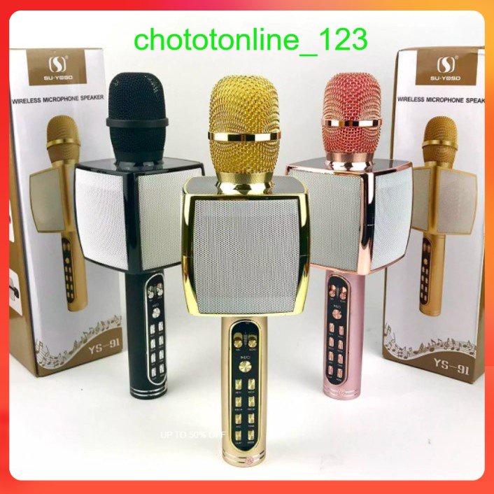 Micro Karaoke Kèm Loa Bluetooth YS-91 Thế hệ 4.0 Kèm Loa Bluetooth 3 trong 1 Âm thanh cực đỉnh - Hát Cực Hay