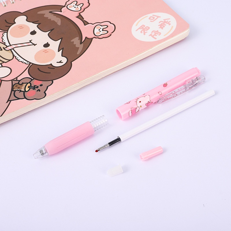 Y&amp;X Bút bi Gel bấm ngòi 0.5mm hình hoạt hình cute dễ thương mực đen vỏ hoạt hình đáng yêu