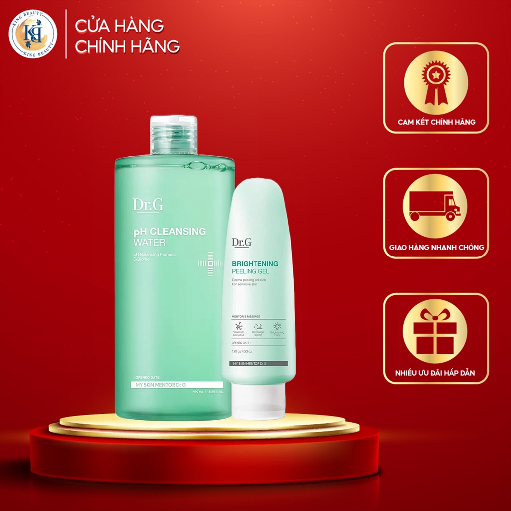 Combo 2 Sản Phẩm Làm Sạch Sâu, Sáng Da DR.G ( Nước Tẩy Trang 490ml, TTBC 120ml)