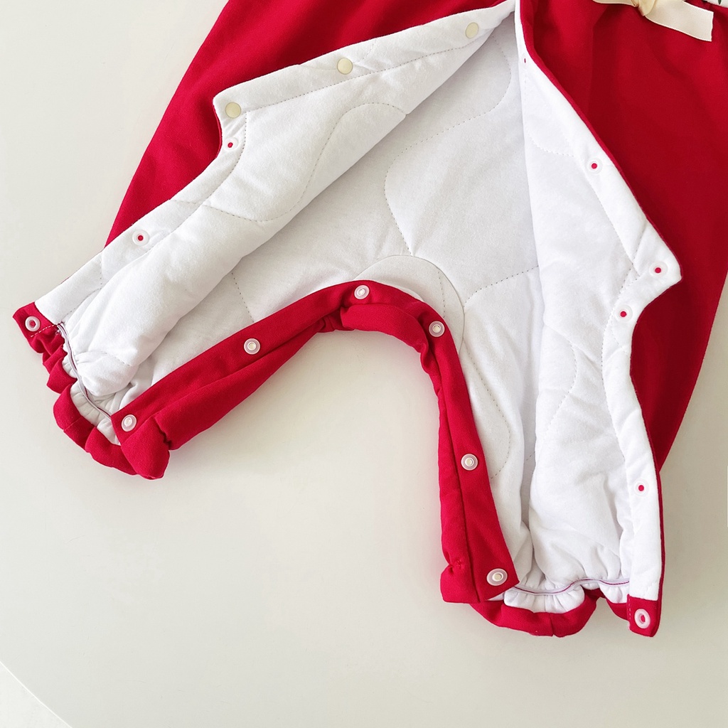 Áo liền quần SANLUTOZ tay dài in họa tiết hoa ấm áp mùa đông phong cách năm mới đáng yêu cho bé gái