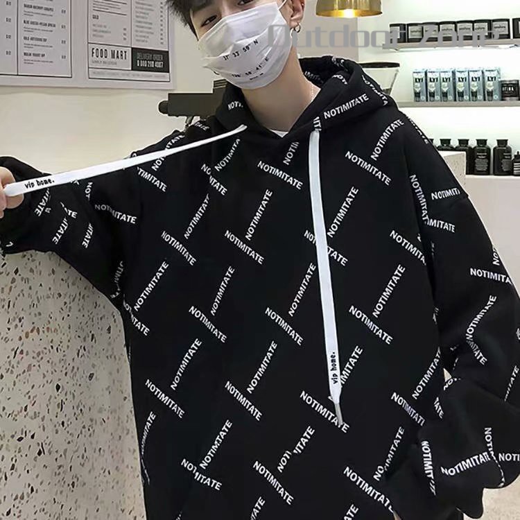 Áo hoodie Cỡ Lớn Dáng Rộng In Họa Tiết Phong Cách Hồng Kông Thời Trang Cho Nam Và Nữ