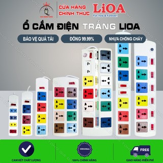 Ổ cắm điện đa năng lioa màu trắng, 3 lỗ, 4 lỗ, 6 lỗ, 8 lỗ, 10 lỗ, dây dài 3m, 5m