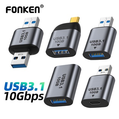 Đầu chuyển đổi sạc nhanh FONKEN USB C 3.1 OTG 10Gbps Type-C 3A thích hợp cho Samsung Xiaomi Phone Mac-book Pro Tablet