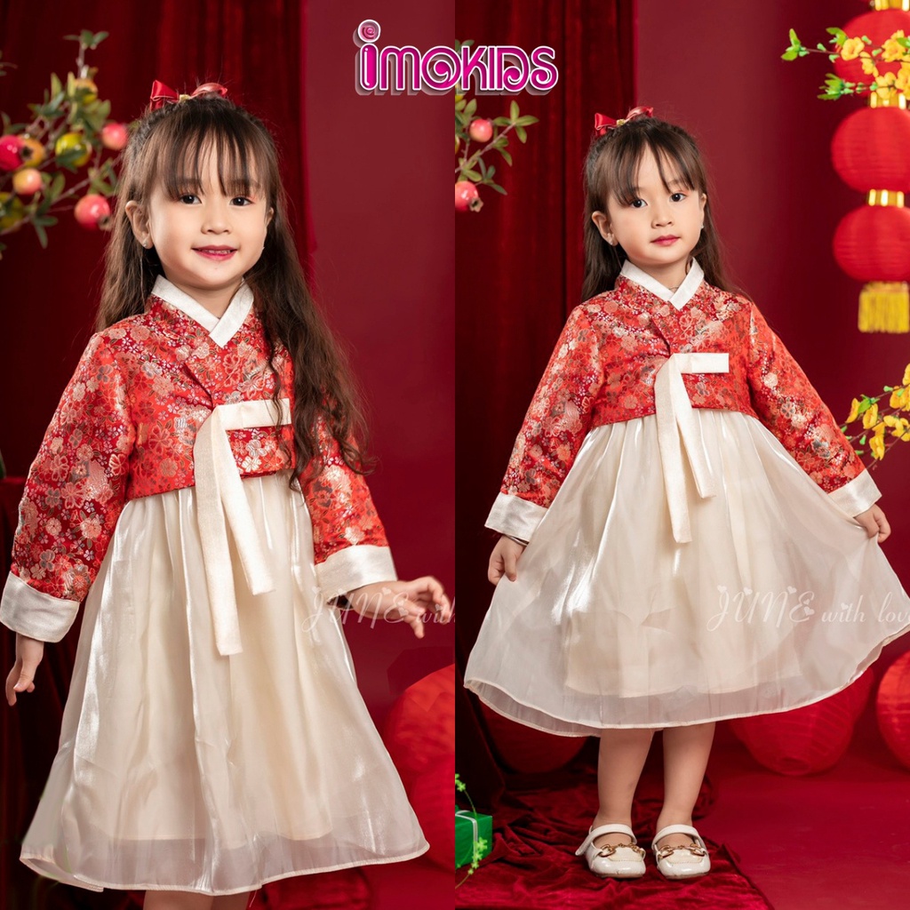 Sét hanbok bé gái thiết kế 10-25kg màu hồng nhẹ nhàng, váy hanbok bé gái đi chơi tết xinh xắn đầm bé gái dễ thương