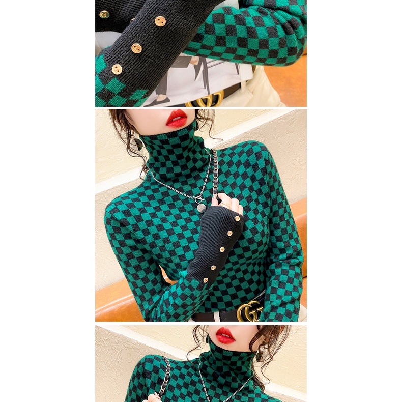 Áo Sweater Cổ Lọ Dáng Ôm Phong Cách Phương Tây Thời Trang Thu Đông Mới Cho Nữ