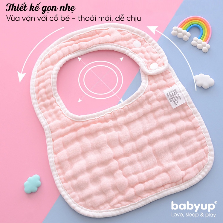 Yếm cho bé ăn dặm 8 lớp, hình chữ U, chống thấm cao cấp 100% Cotton