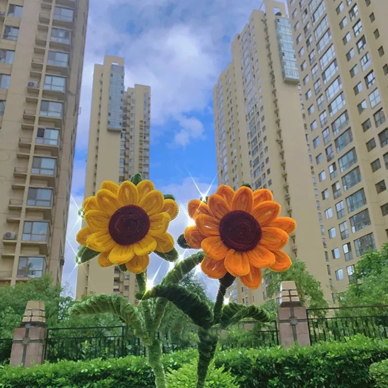 Set 100 Hoa Hướng Dương Đan Tay Thủ Công