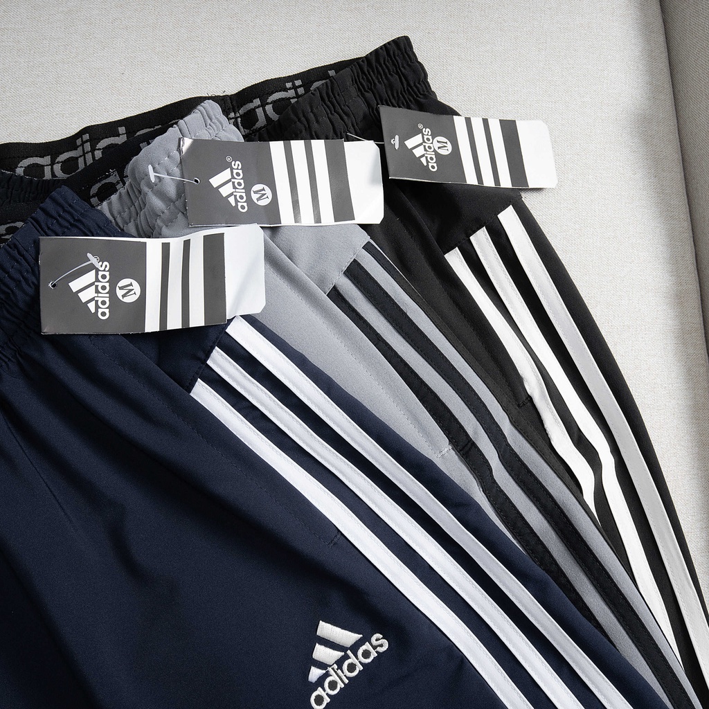 Quần Gió Dài 1 Lớp 3 Sọc, Ống Xuông, Logo Thêu, Hàng VNXK Cao Cấp