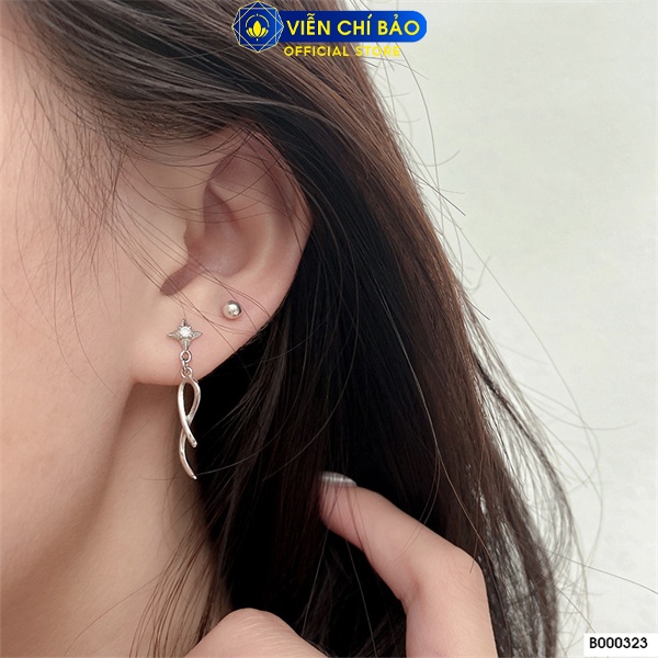 Bông tai xoắn cách điệu chất liệu bạc Thái 925 thời trang phụ kiện trang sức nữ Viễn Chí Bảo B000323