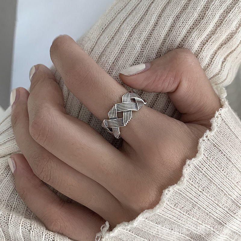 Nhẫn Hình Lá Mây Đan Rỗng Phong Cách Punk Đường Phố Cá Tính Thời Trang Cho Nữ Haobing boutiqu