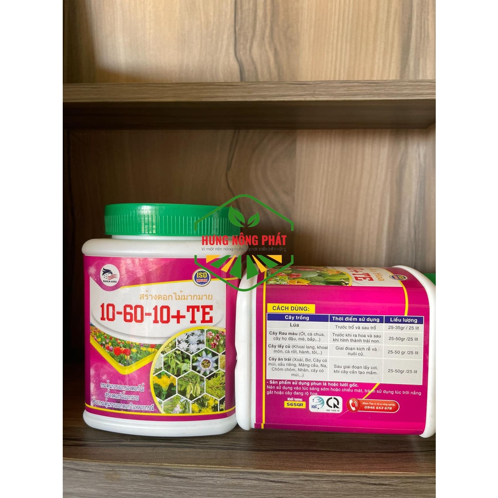 PHÂN BÓN NPK 10-60-10+Te hộp 500g-Kích ra hoa