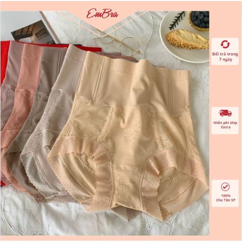 Quần lót nữ Embra gen bụng cạp cao định hình eo chất ren cao cấp EBQL61