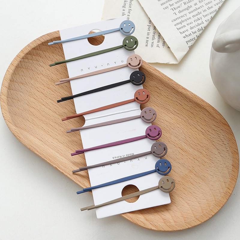 Set 10 Kẹp Tóc Hình Ngôi Sao / Trái Tim Nhiều Màu Sắc Phong Cách Hàn Quốc