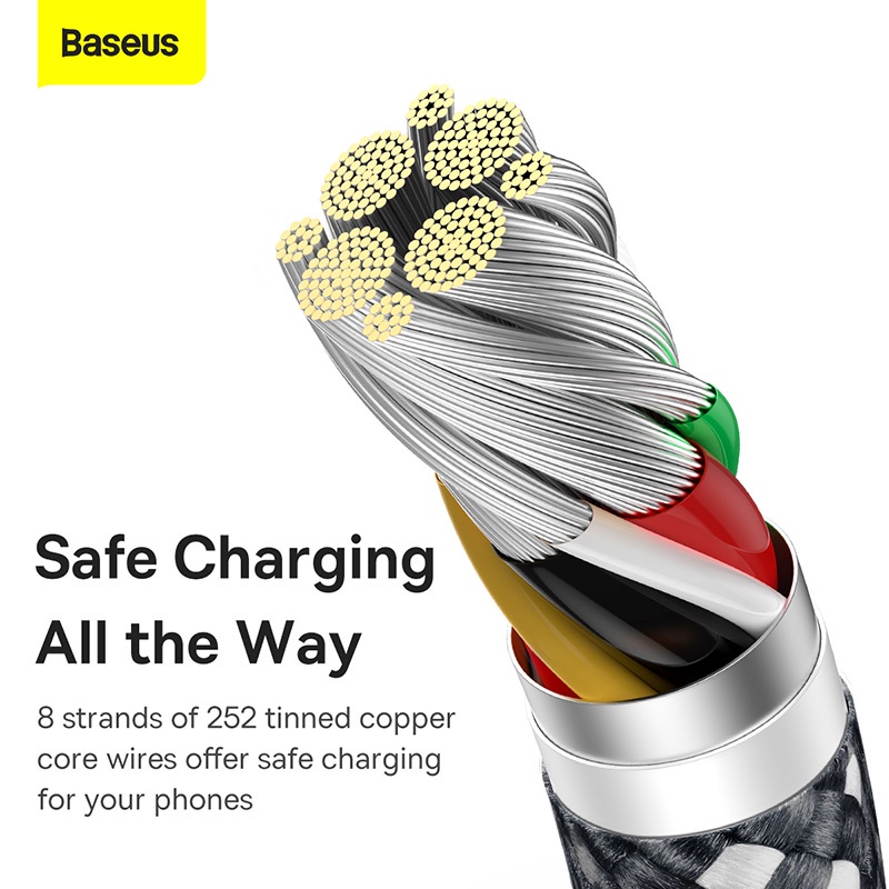 Dây cáp sạc nhanh BASEUS 100W 6A USB Type C dành cho Samsung S22 S21 Ultra Xiaomi Mi 10