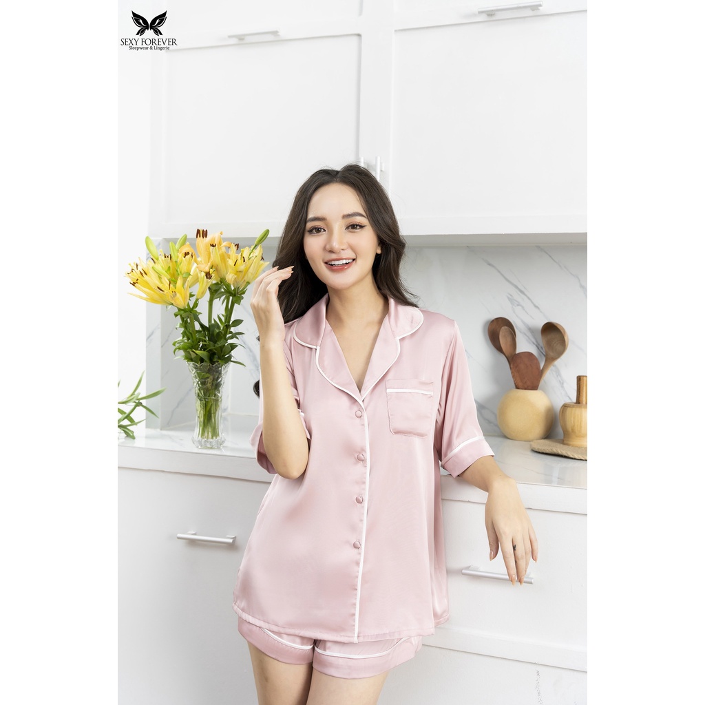 Sexy Forever Đồ Bộ Pyjama Lụa cao cấp Peachy