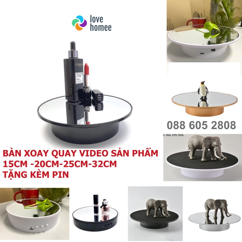 Đế xoay bàn xoay trưng bày bàn xoay sản phẩm 15cm 20cm 25cm 32cm Đế quay livestream quay mô hình đẹp 360 độ như studio