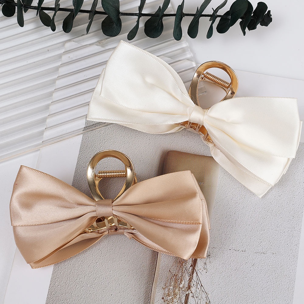 Kẹp Tóc Đuôi Ngựa Bằng Satin Hai Mặt Thanh Lịch Cá Tính 1 Cái Giá Đỡ