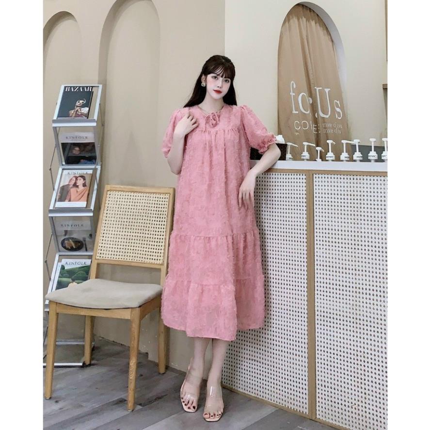 Váy bầu 2 lớp tiểu thư siêu xinh,dáng xuông,tay bồng❤️phù hợp đi làm , đi chơi, đi tiệc ❤️freesize 43-68kg