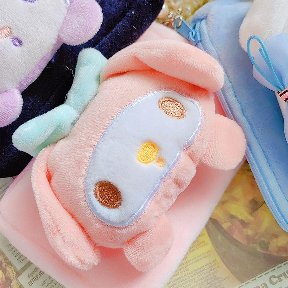 Ví Đựng Tiền Xu Phủ Bông Hình Cún Hoạt Họa Kuromi Có Khóa Kéo Và Dây Đeo Cho Bé