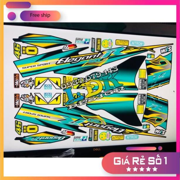 FREE SHIP + QUÀ TẶNG Tem rời xe Elegant chữ R xanh đen